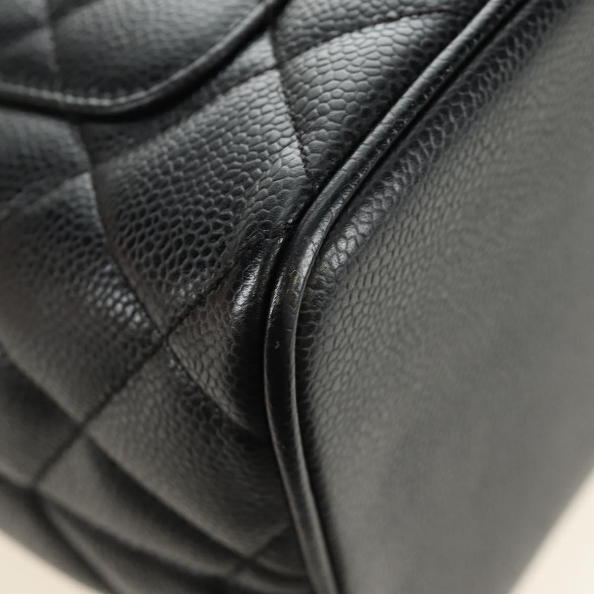 CHANEL Matelasse Standard Tote Bag Caviar Skin Black Gold CC Auth 189730SV
