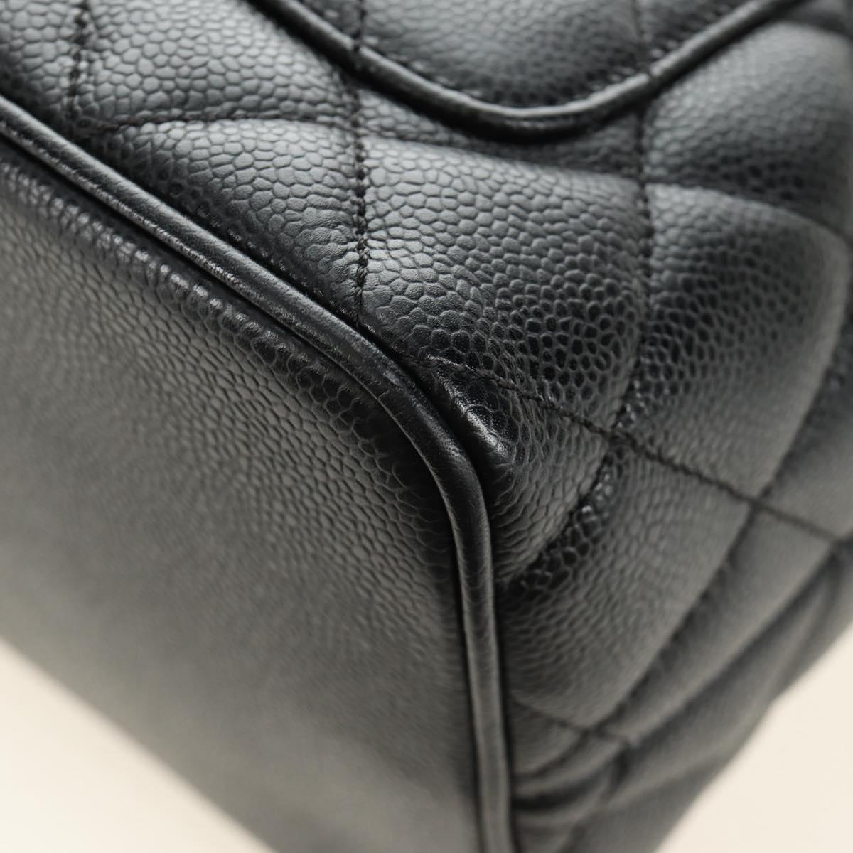 CHANEL Matelasse Standard Tote Bag Caviar Skin Black Gold CC Auth 189730SV