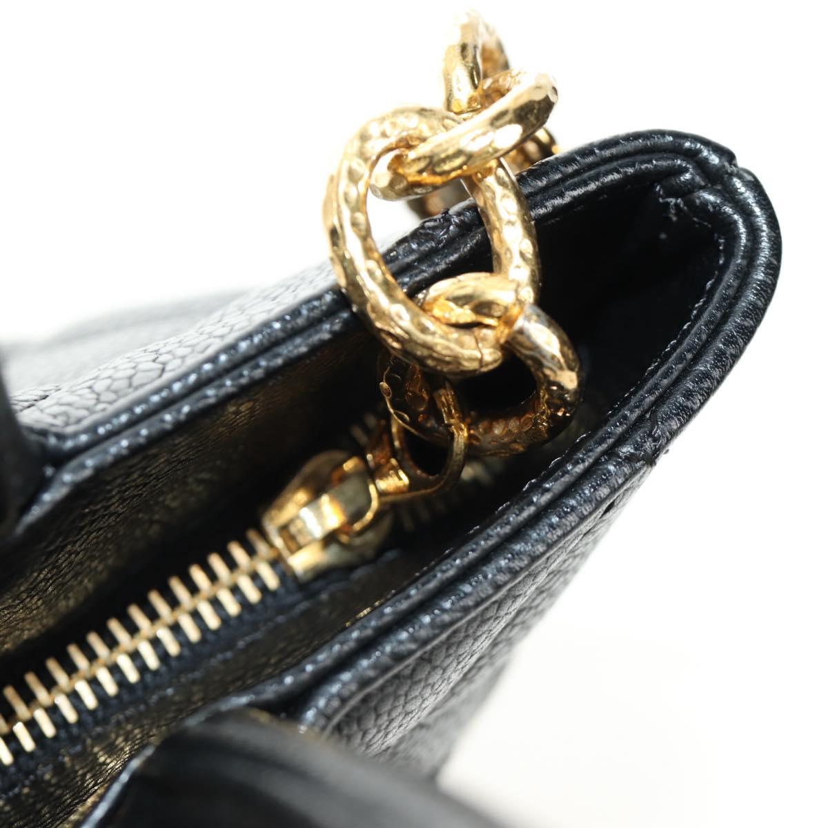 CHANEL Matelasse Standard Tote Bag Caviar Skin Black Gold CC Auth 189730SV