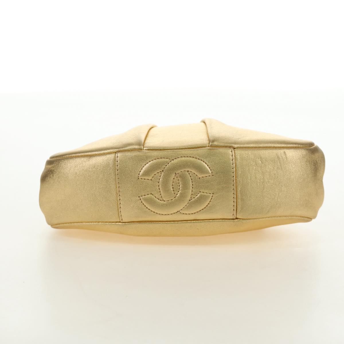 CHANEL Chain Shoulder Bag Leather Gold CC Auth 189731SM