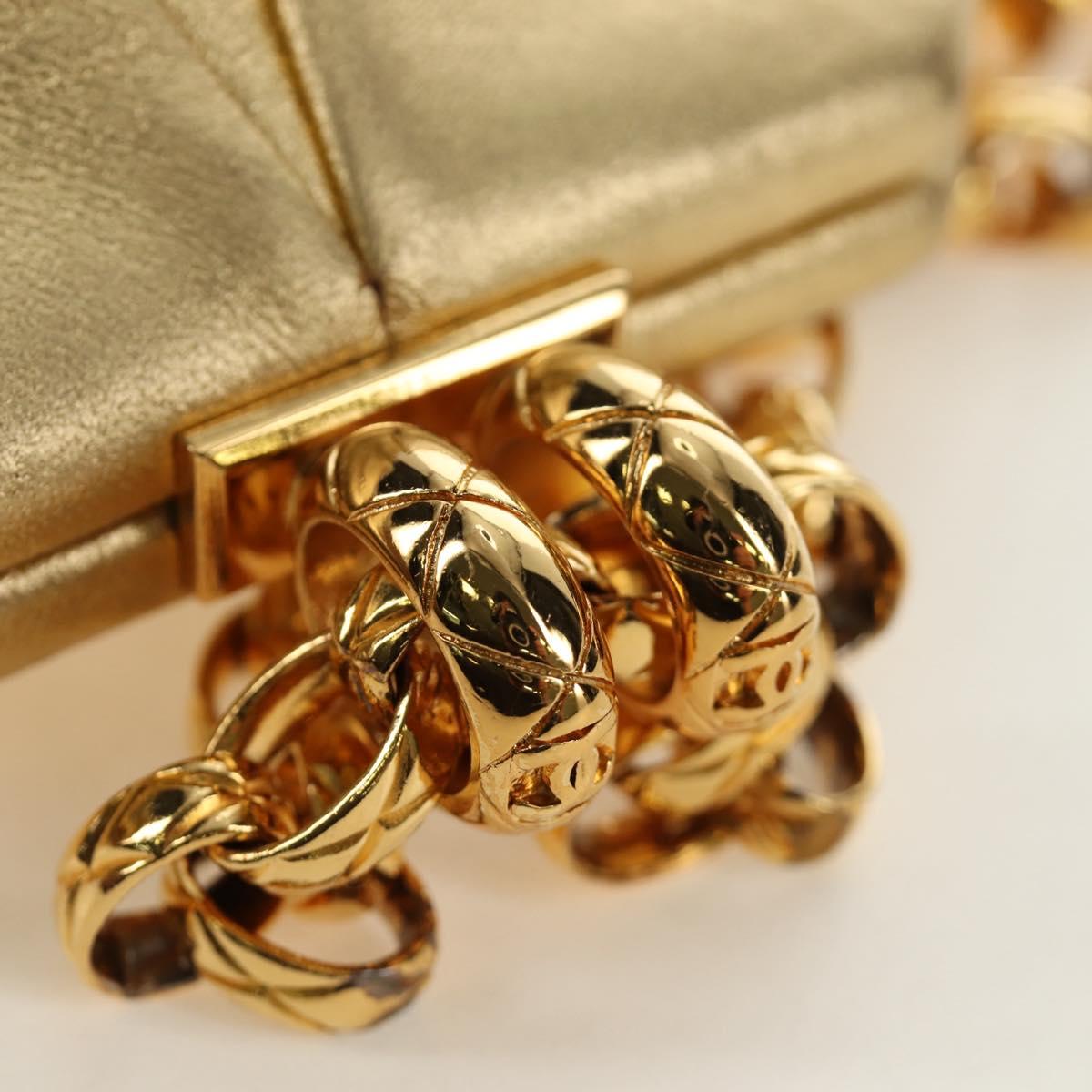 CHANEL Chain Shoulder Bag Leather Gold CC Auth 189731SM
