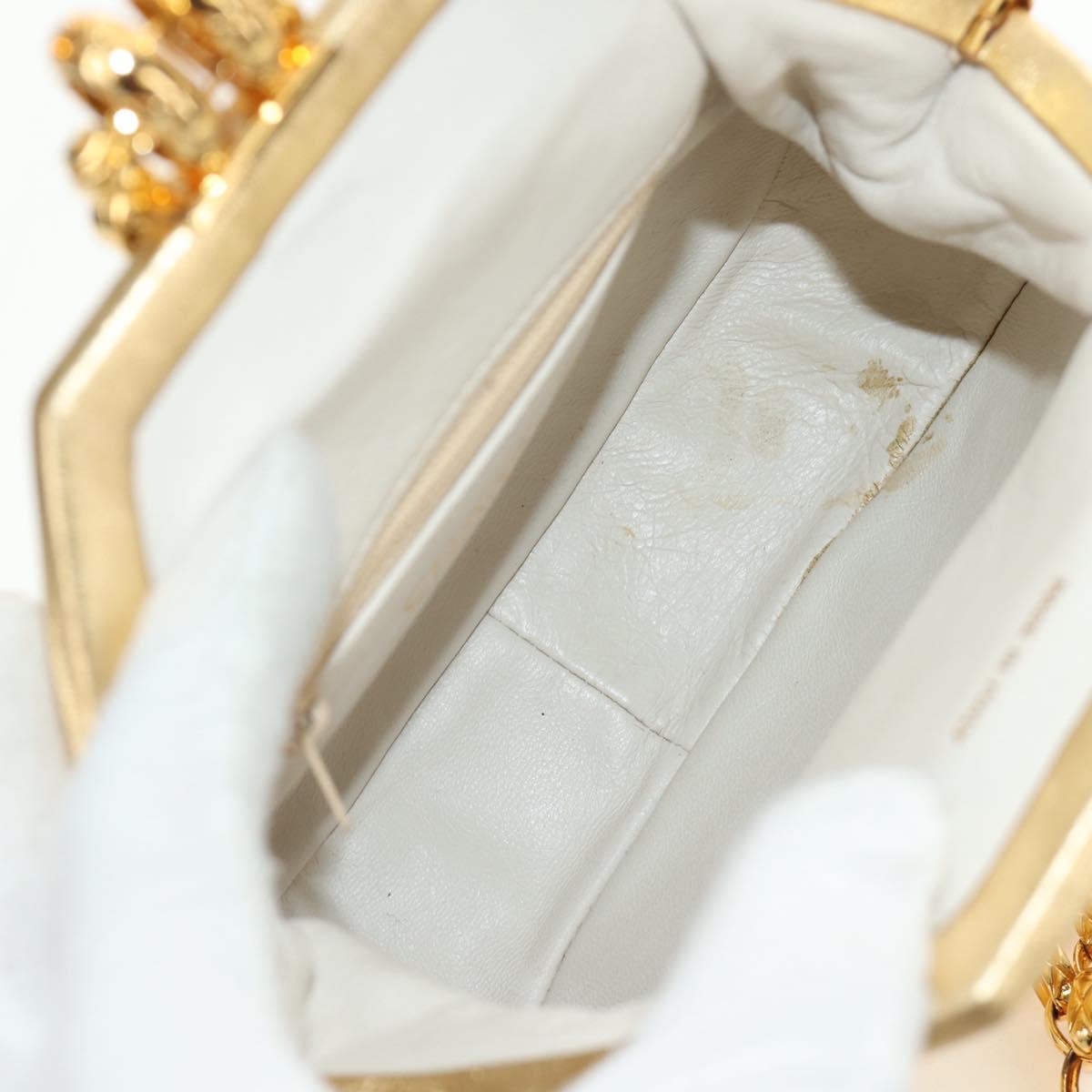 CHANEL Chain Shoulder Bag Leather Gold CC Auth 189731SM