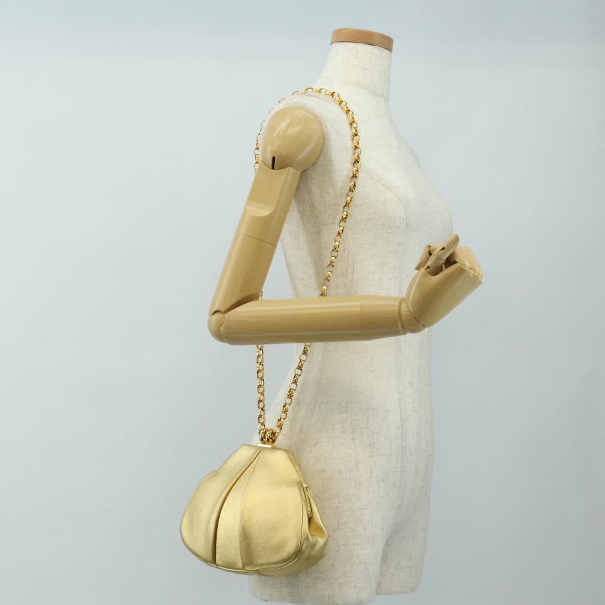 CHANEL Chain Shoulder Bag Leather Gold CC Auth 189731SM