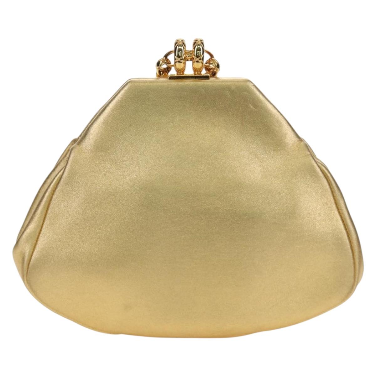 CHANEL Chain Shoulder Bag Leather Gold CC Auth 189731SM