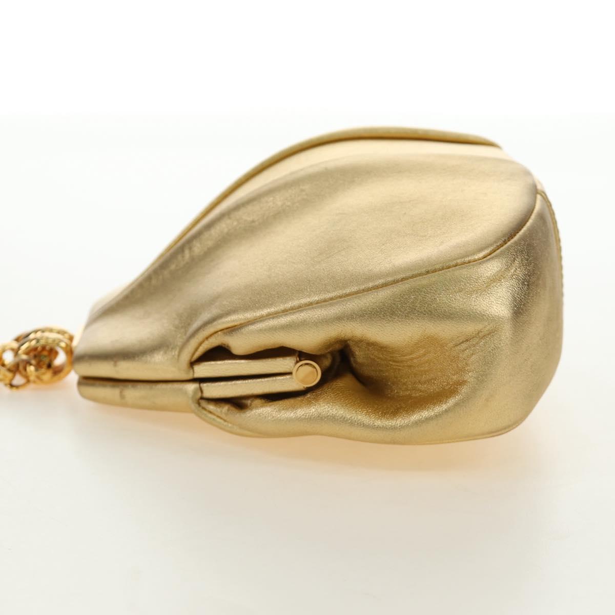 CHANEL Chain Shoulder Bag Leather Gold CC Auth 189731SM