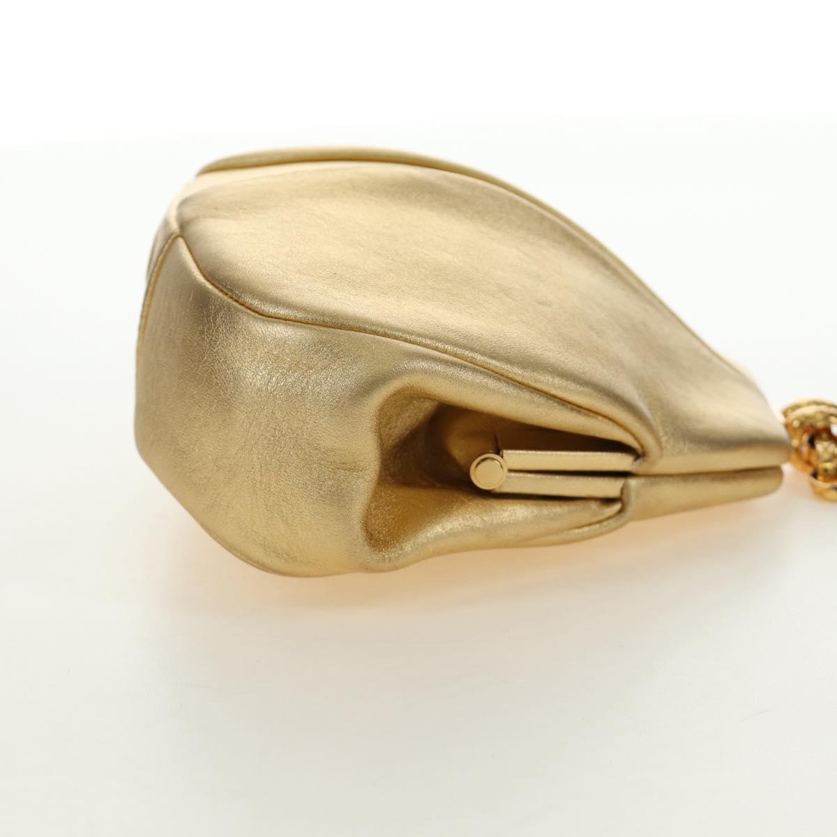 CHANEL Chain Shoulder Bag Leather Gold CC Auth 189731SM