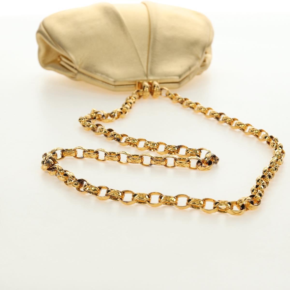 CHANEL Chain Shoulder Bag Leather Gold CC Auth 189731SM