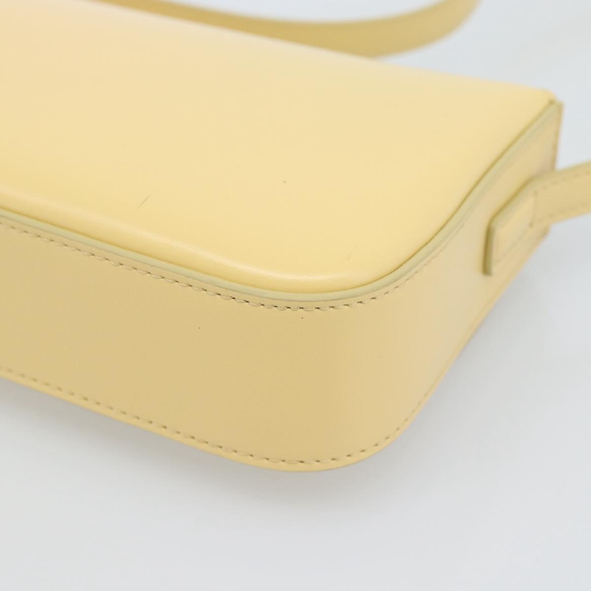 CELINE Triomphe Shoulder Bag Leather Ivory Gold Auth 189733SM