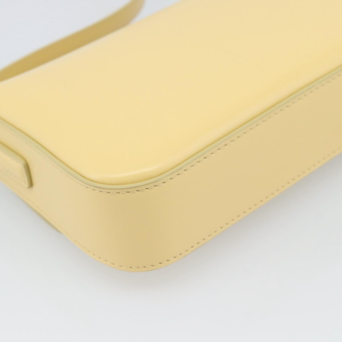 CELINE Triomphe Shoulder Bag Leather Ivory Gold Auth 189733SM