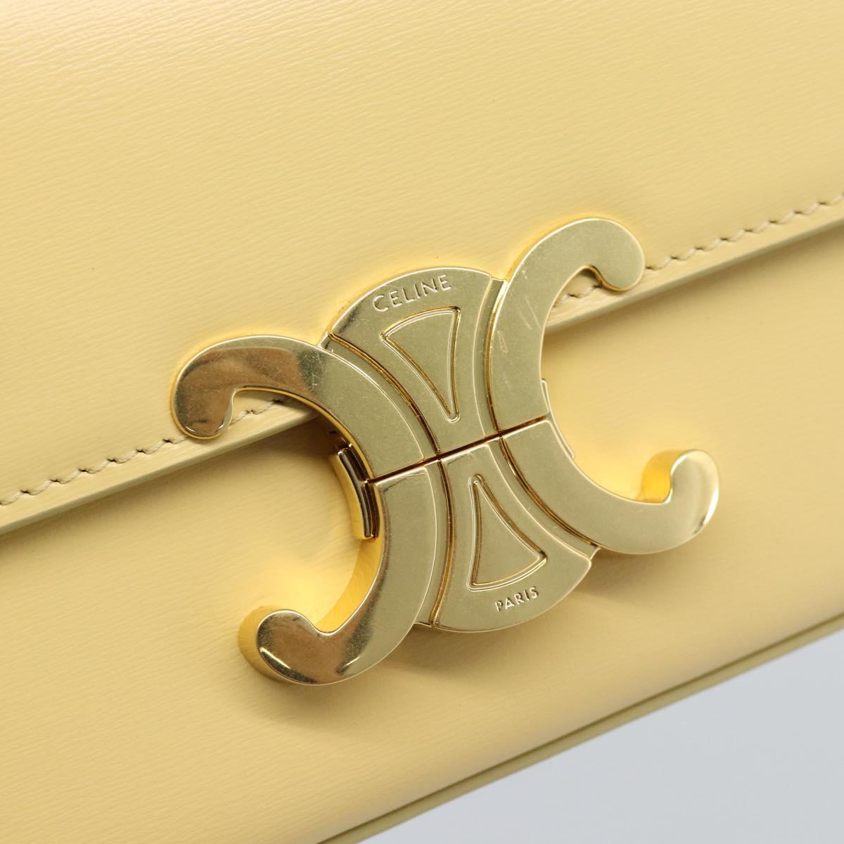 CELINE Triomphe Shoulder Bag Leather Ivory Gold Auth 189733SM