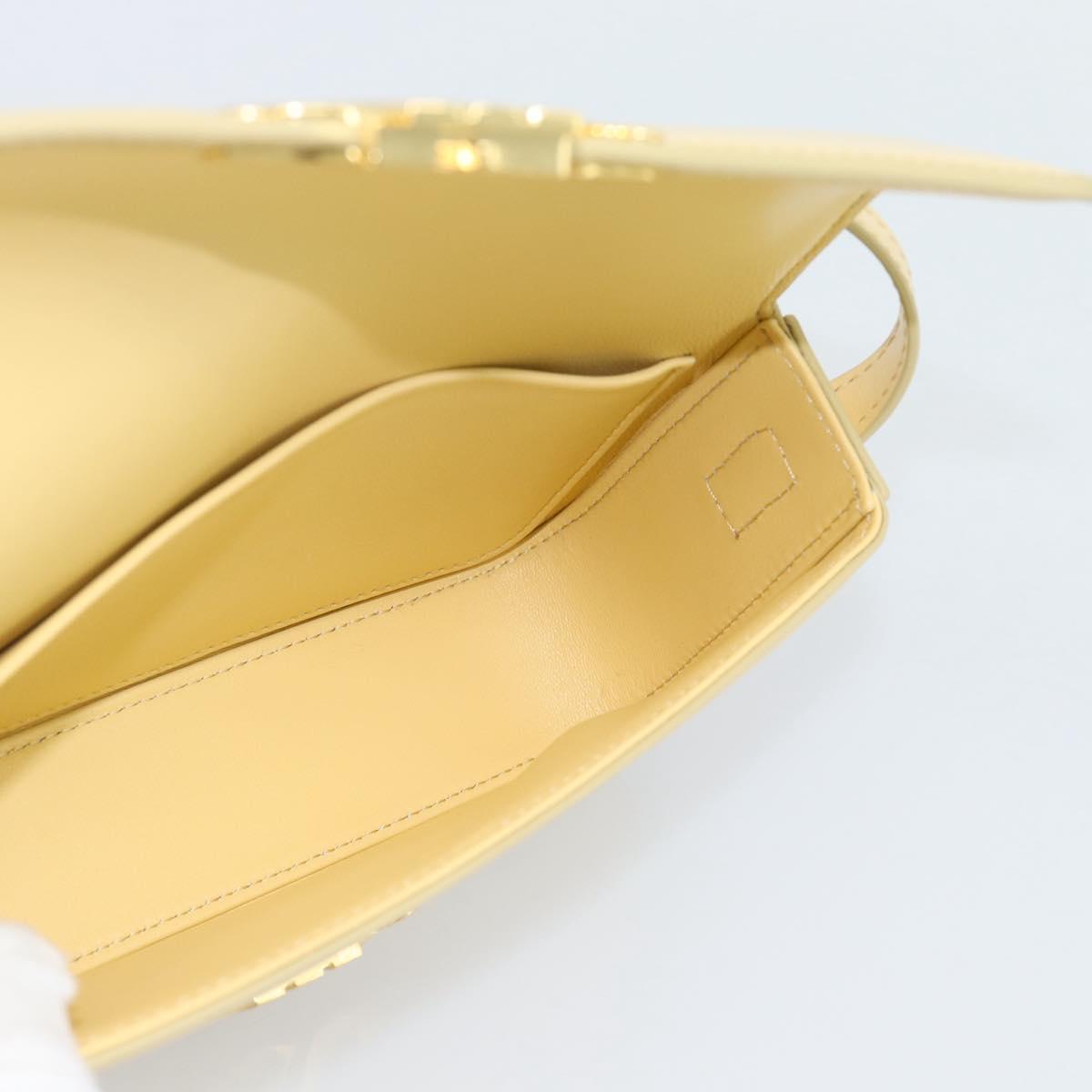 CELINE Triomphe Shoulder Bag Leather Ivory Gold Auth 189733SM