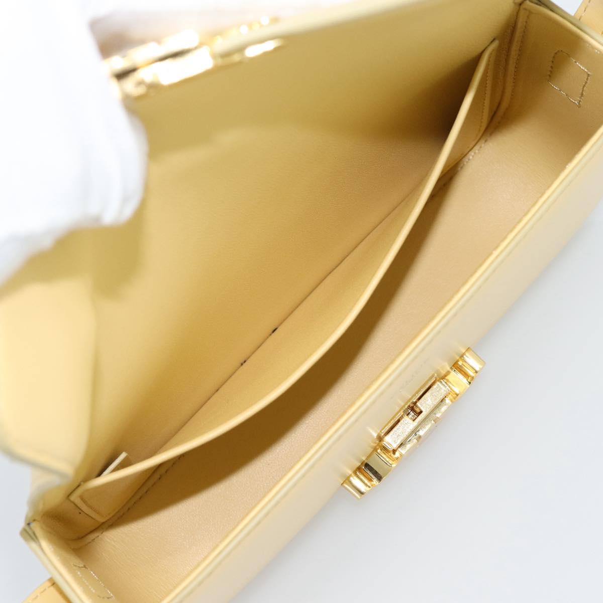 CELINE Triomphe Shoulder Bag Leather Ivory Gold Auth 189733SM