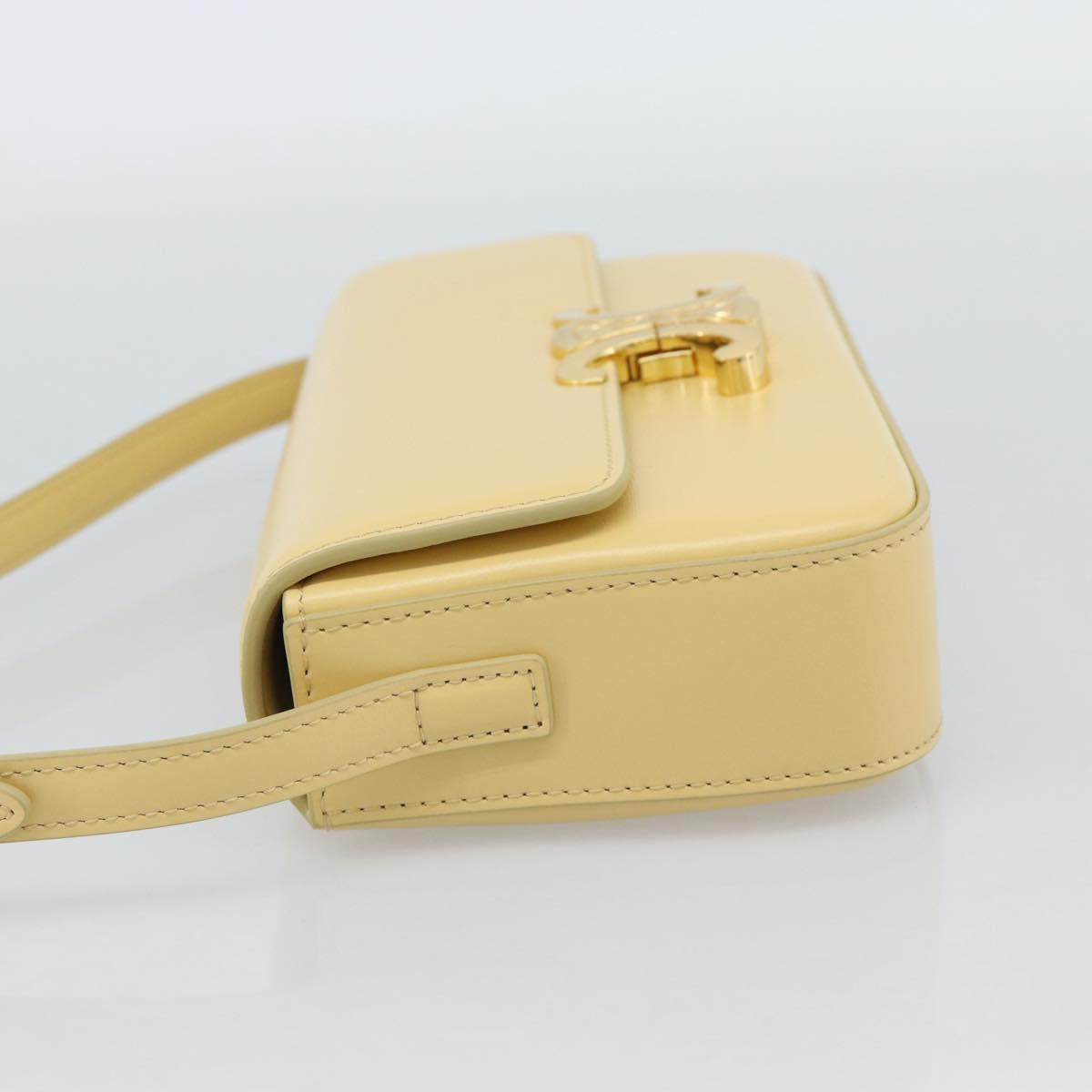 CELINE Triomphe Shoulder Bag Leather Ivory Gold Auth 189733SM