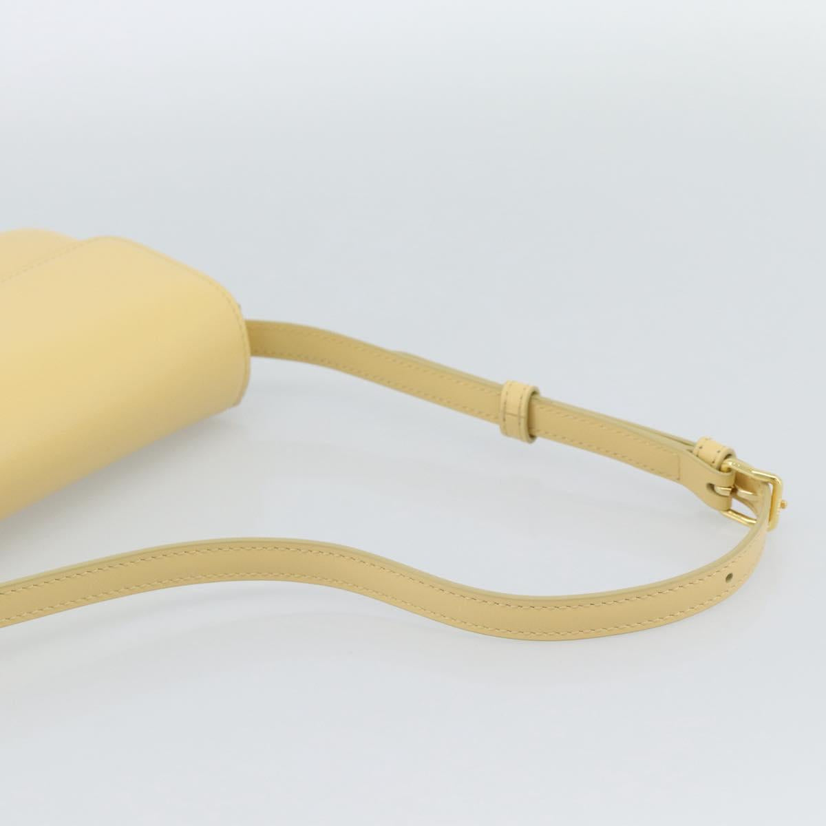 CELINE Triomphe Shoulder Bag Leather Ivory Gold Auth 189733SM
