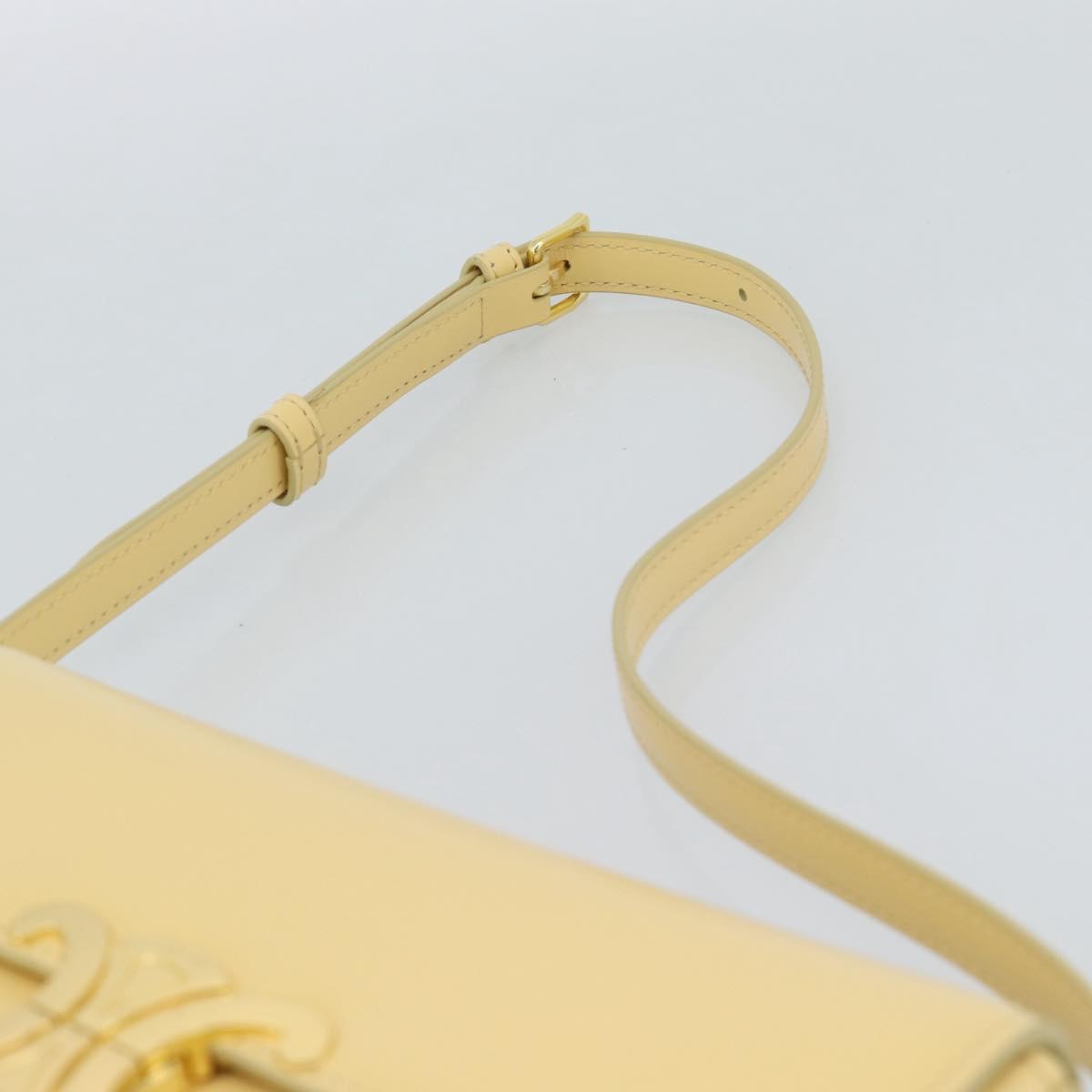 CELINE Triomphe Shoulder Bag Leather Ivory Gold Auth 189733SM