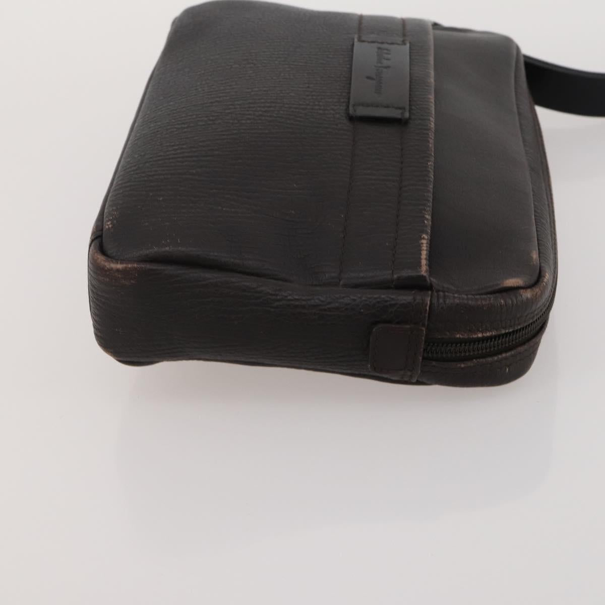 Salvatore Ferragamo Hand Bag Leather 2 Set Black Brown Auth 189737