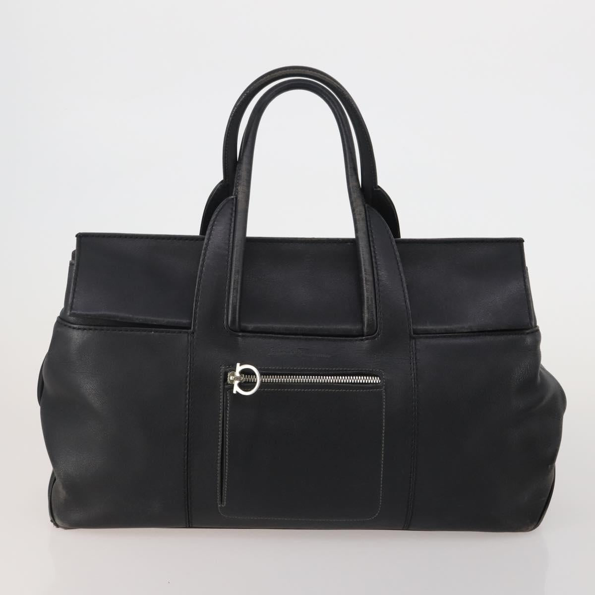 Salvatore Ferragamo Hand Bag Leather 2 Set Black Brown Auth 189737