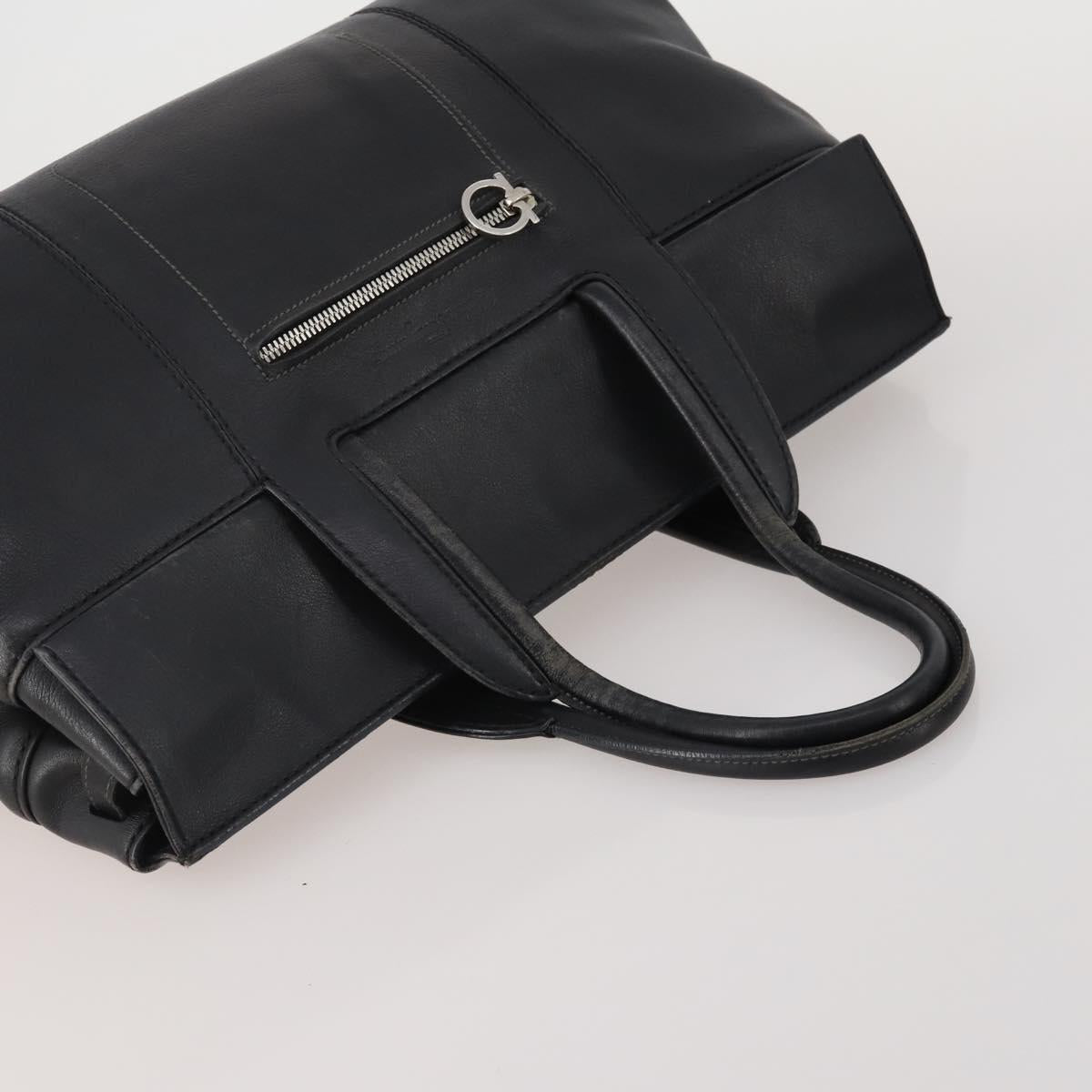 Salvatore Ferragamo Hand Bag Leather 2 Set Black Brown Auth 189737