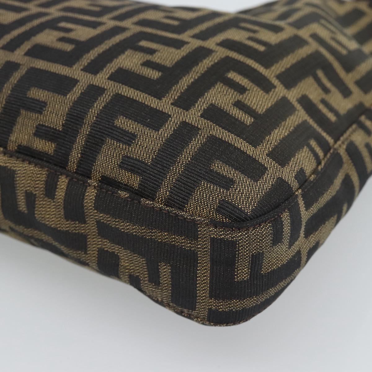 FENDI Zucca Canvas Mamma Baguette Shoulder Bag Black Brown Auth 189740V