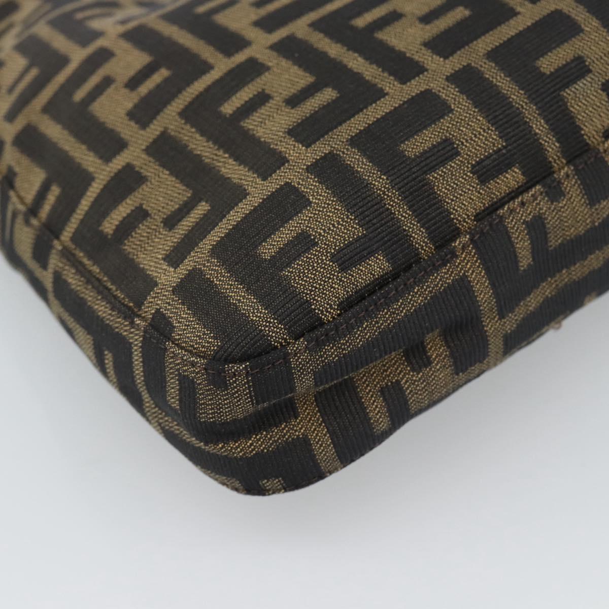 FENDI Zucca Canvas Mamma Baguette Shoulder Bag Black Brown Auth 189740V