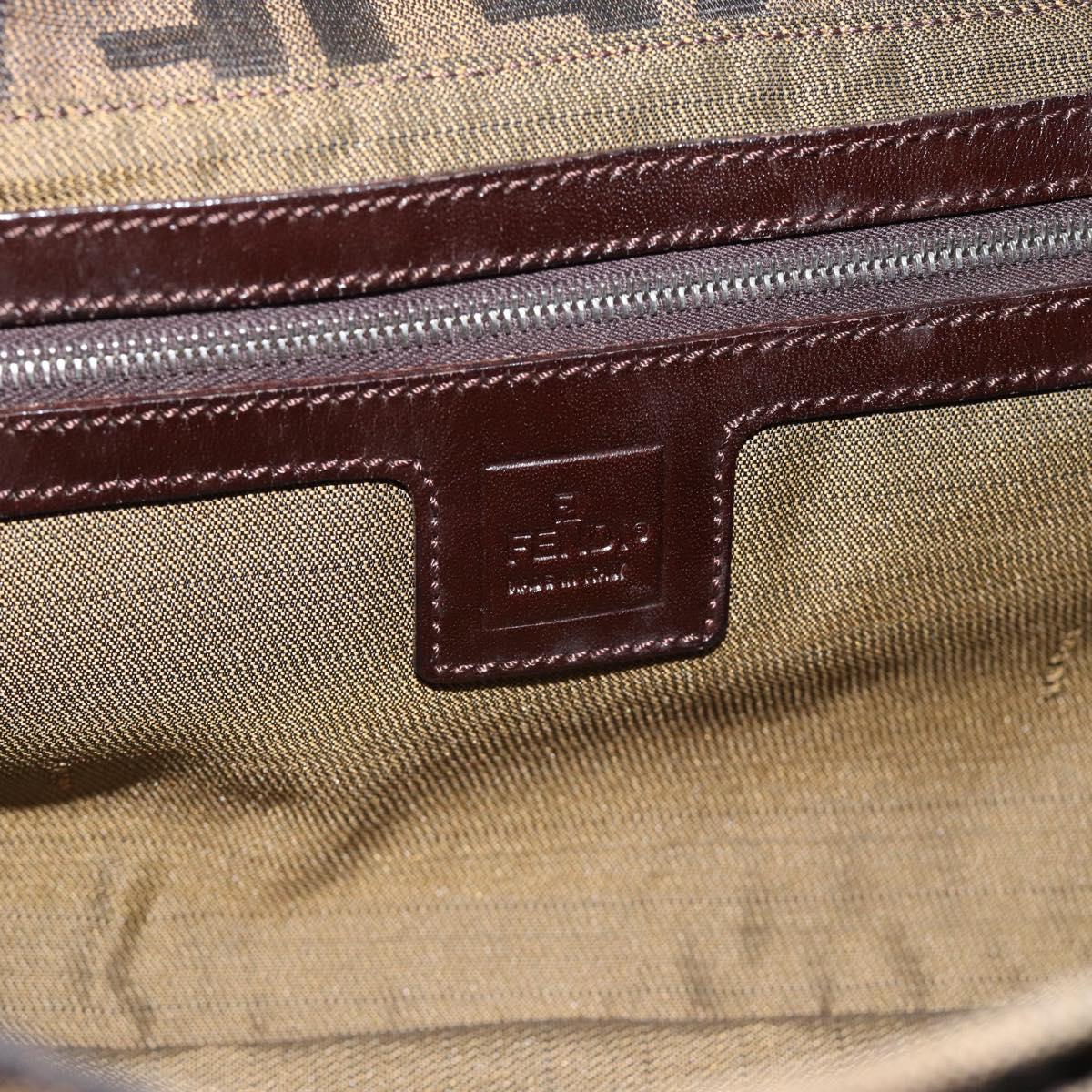 FENDI Zucca Canvas Mamma Baguette Shoulder Bag Black Brown Auth 189740V