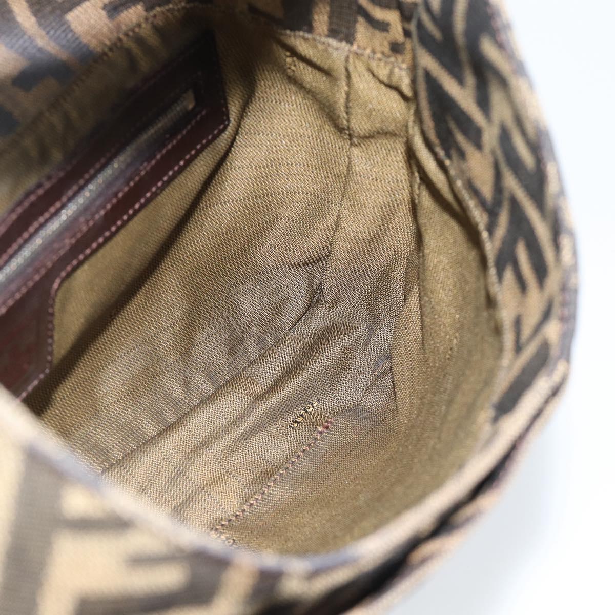 FENDI Zucca Canvas Mamma Baguette Shoulder Bag Black Brown Auth 189740V