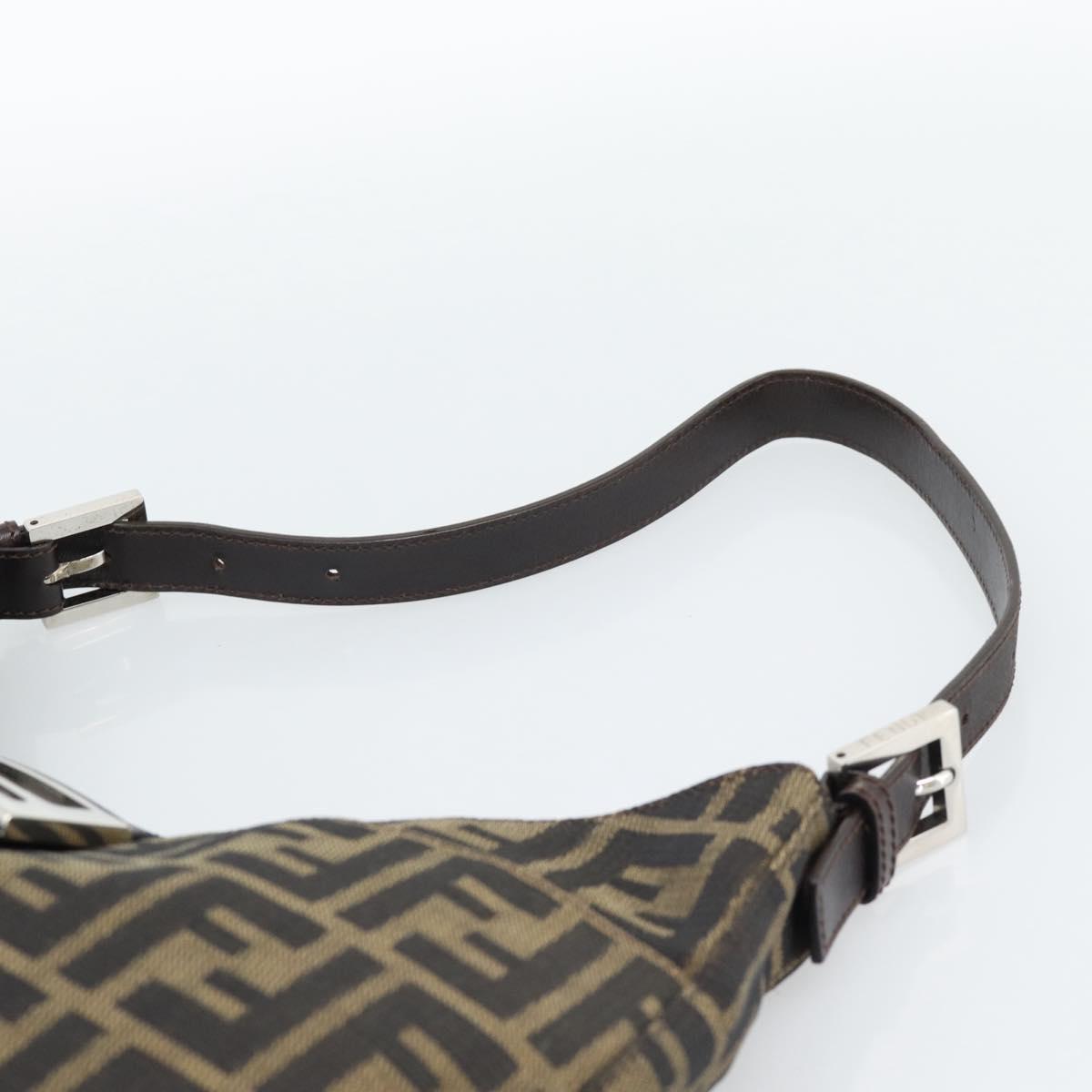 FENDI Zucca Canvas Mamma Baguette Shoulder Bag Black Brown Auth 189740V