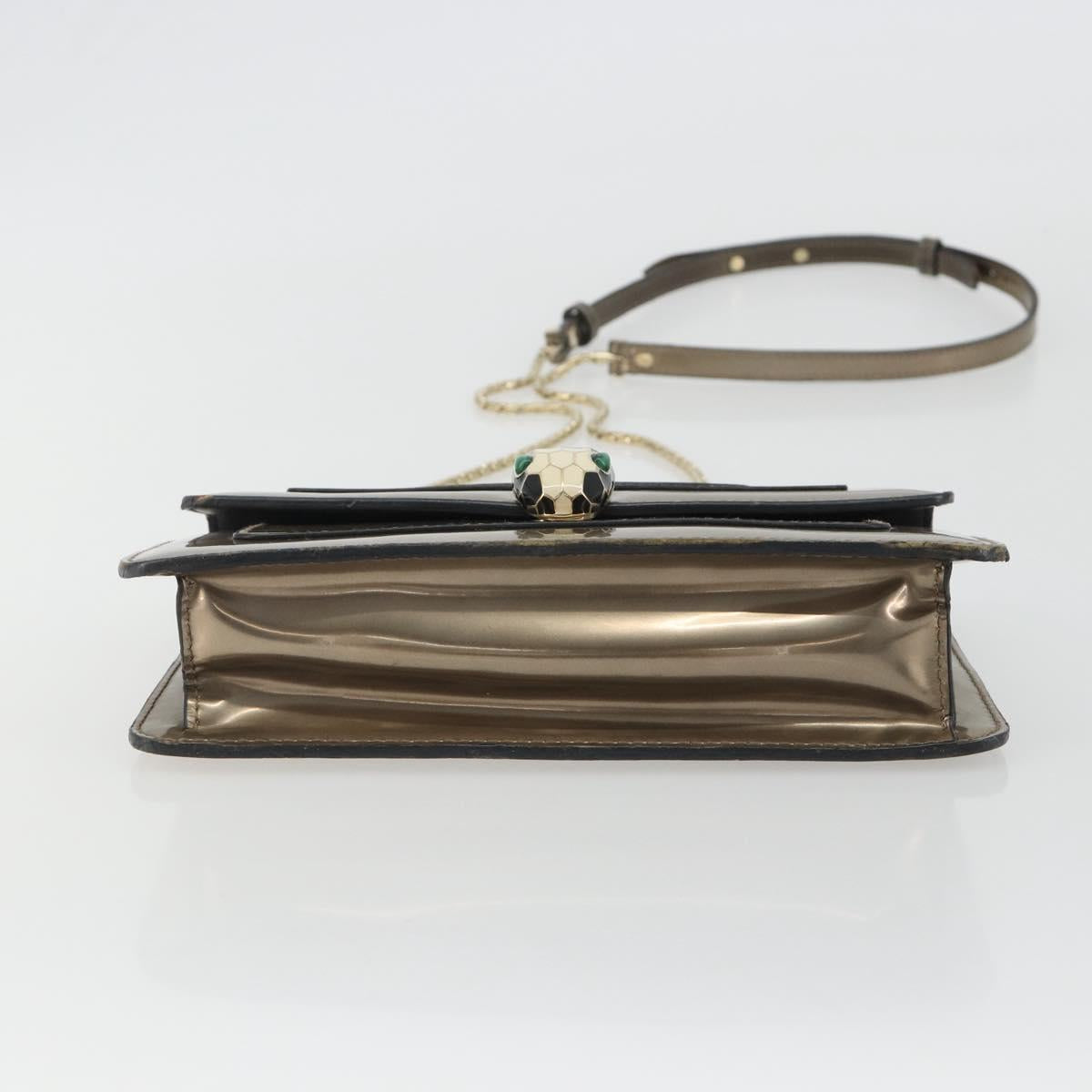 BVLGARI Serpenti Shoulder Bag Leather Gold Auth 189741A