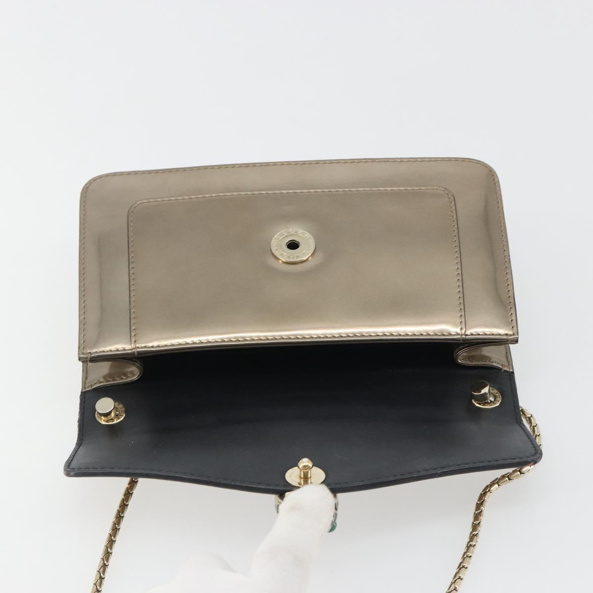BVLGARI Serpenti Shoulder Bag Leather Gold Auth 189741A