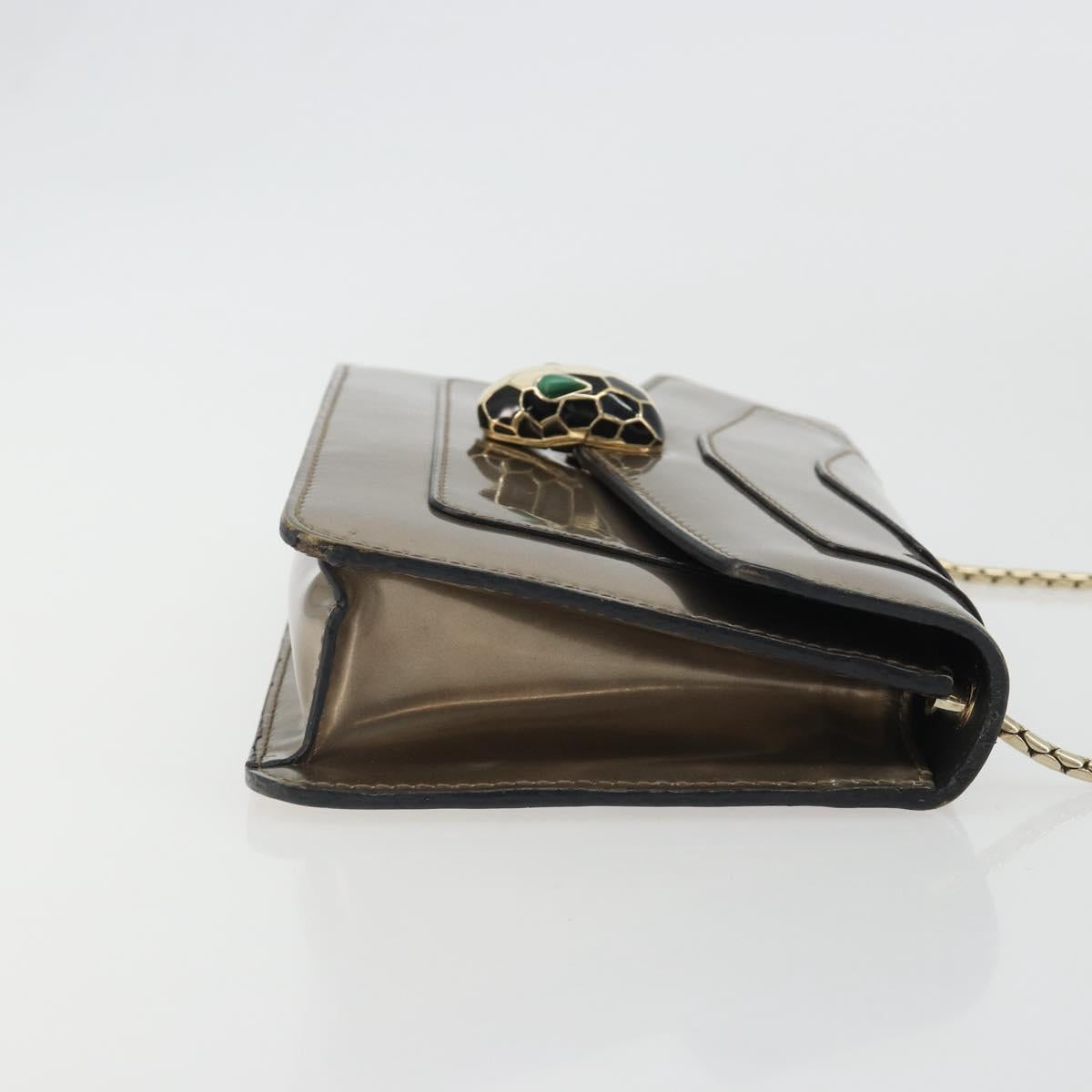 BVLGARI Serpenti Shoulder Bag Leather Gold Auth 189741A