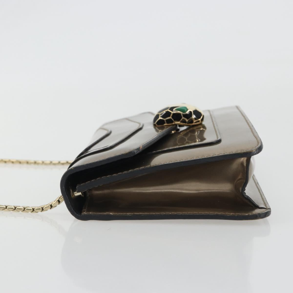 BVLGARI Serpenti Shoulder Bag Leather Gold Auth 189741A