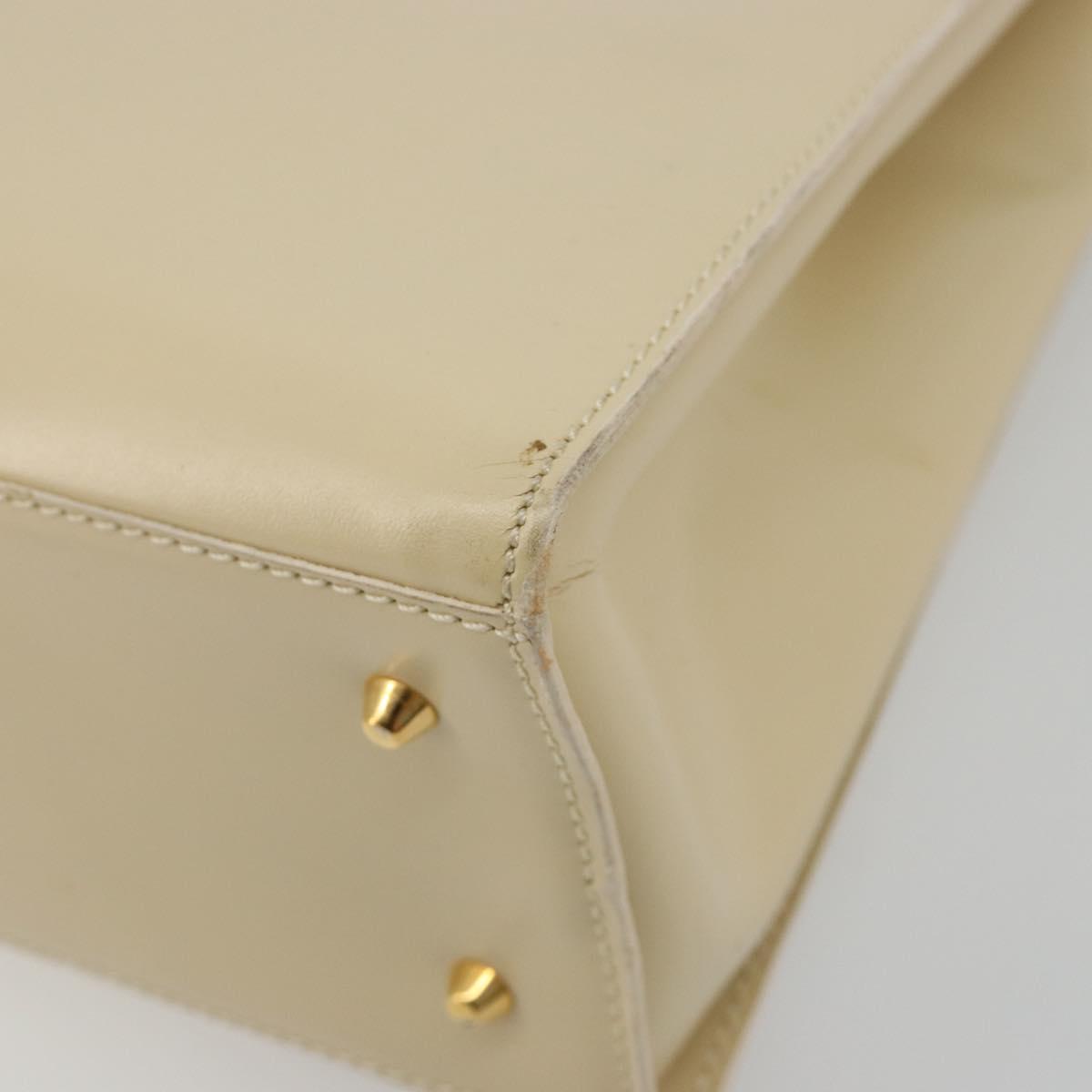 LOEWE Hand Bag Leather 2way Ivory Gold Auth 189745A