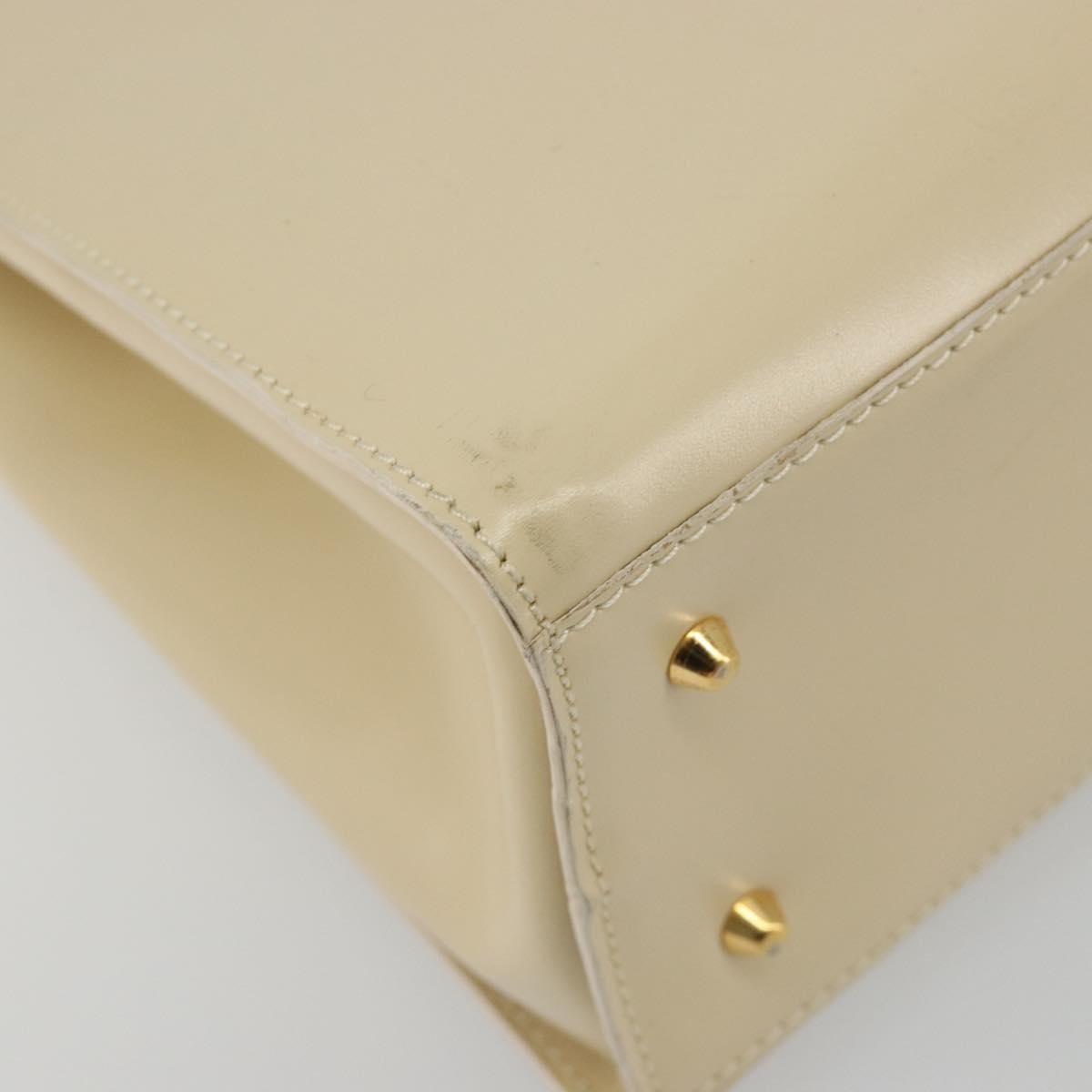 LOEWE Hand Bag Leather 2way Ivory Gold Auth 189745A