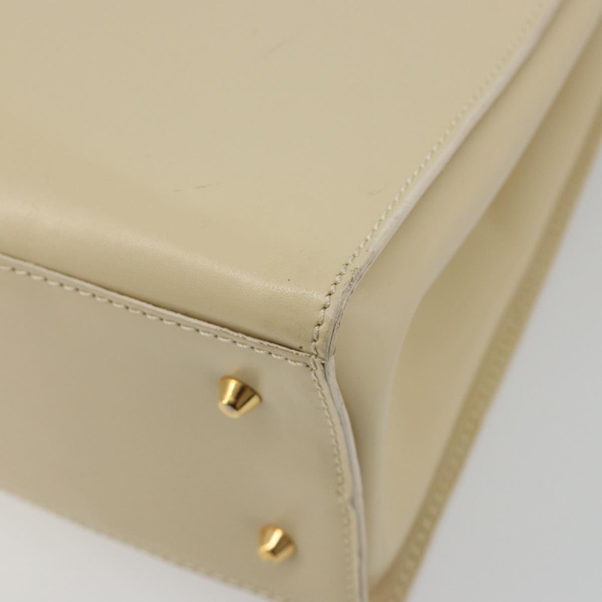 LOEWE Hand Bag Leather 2way Ivory Gold Auth 189745A