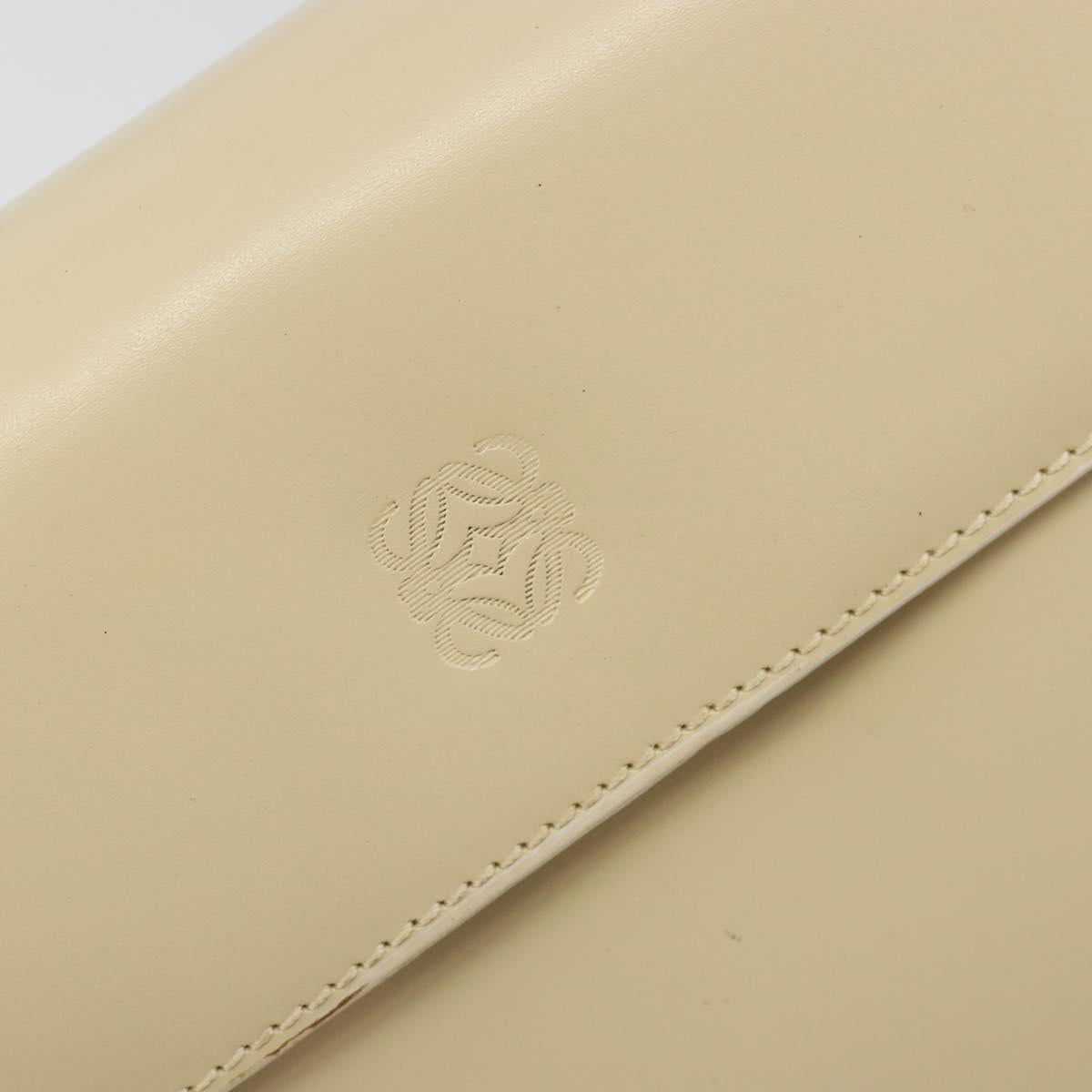 LOEWE Hand Bag Leather 2way Ivory Gold Auth 189745A