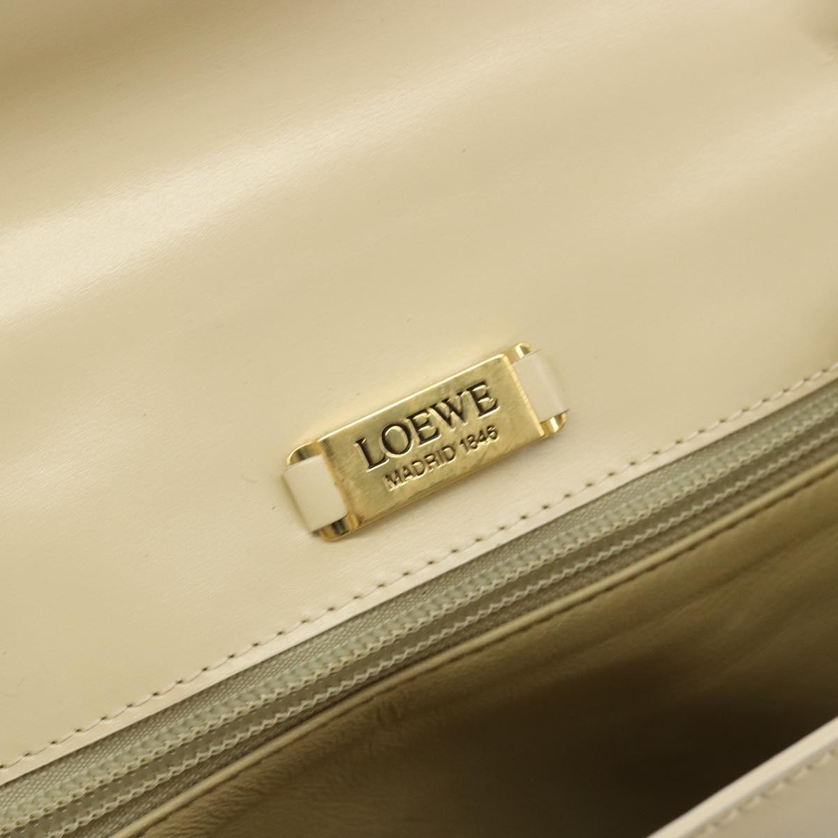 LOEWE Hand Bag Leather 2way Ivory Gold Auth 189745A