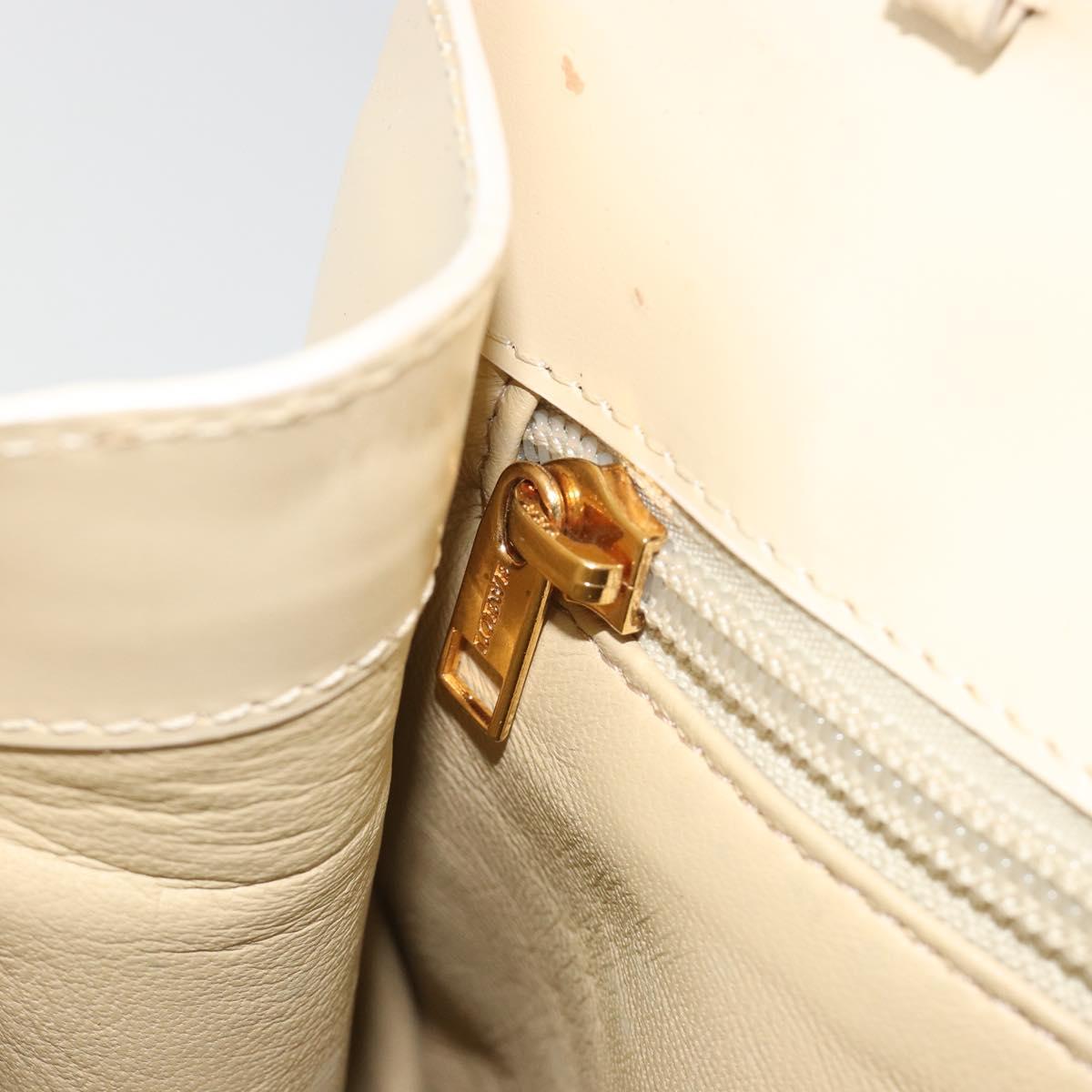 LOEWE Hand Bag Leather 2way Ivory Gold Auth 189745A