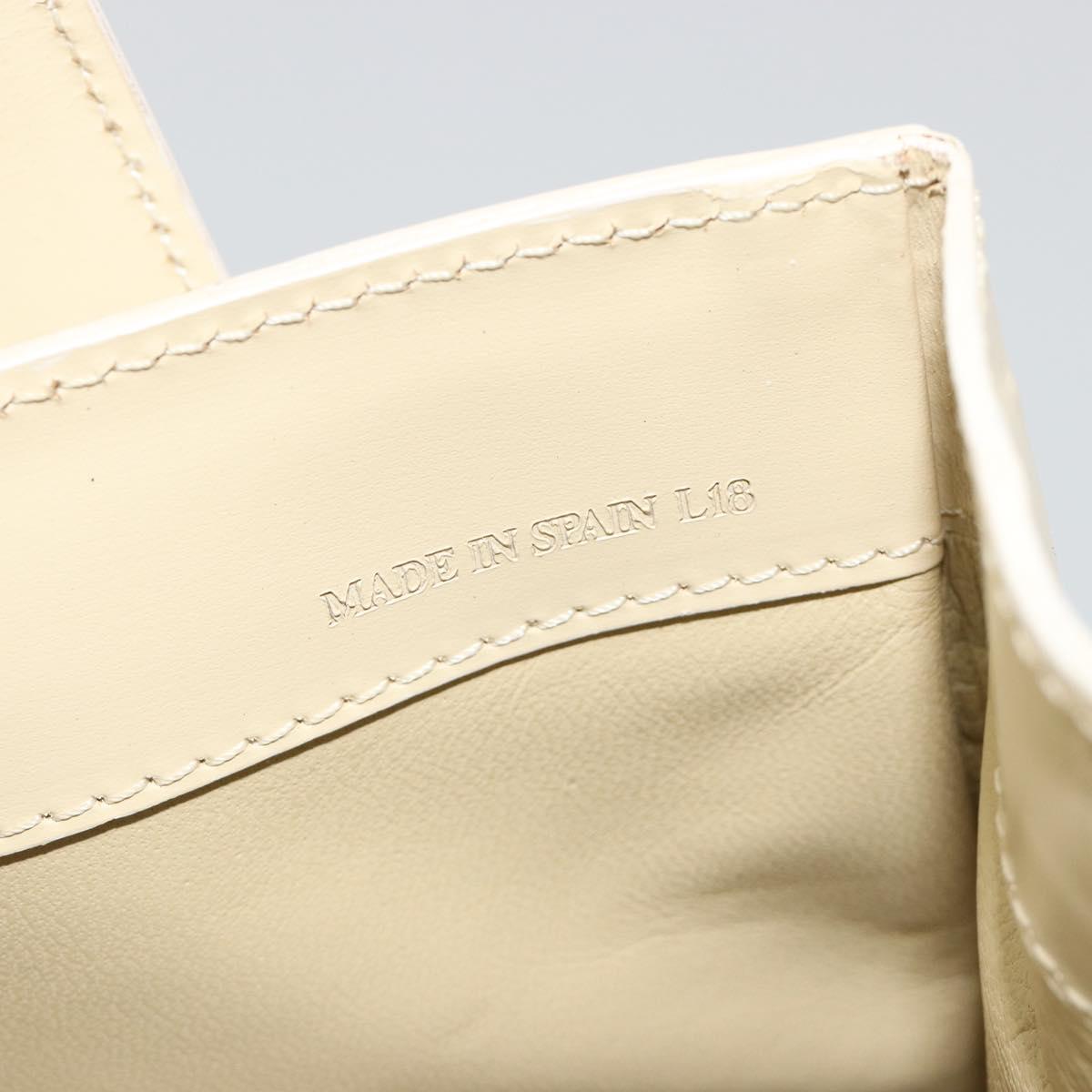 LOEWE Hand Bag Leather 2way Ivory Gold Auth 189745A