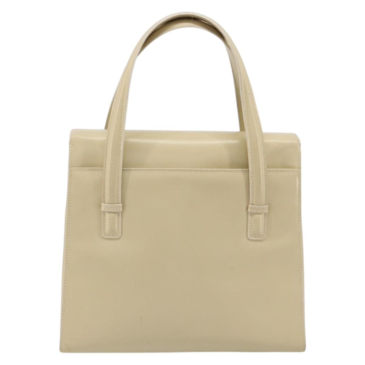LOEWE Hand Bag Leather 2way Ivory Gold Auth 189745A