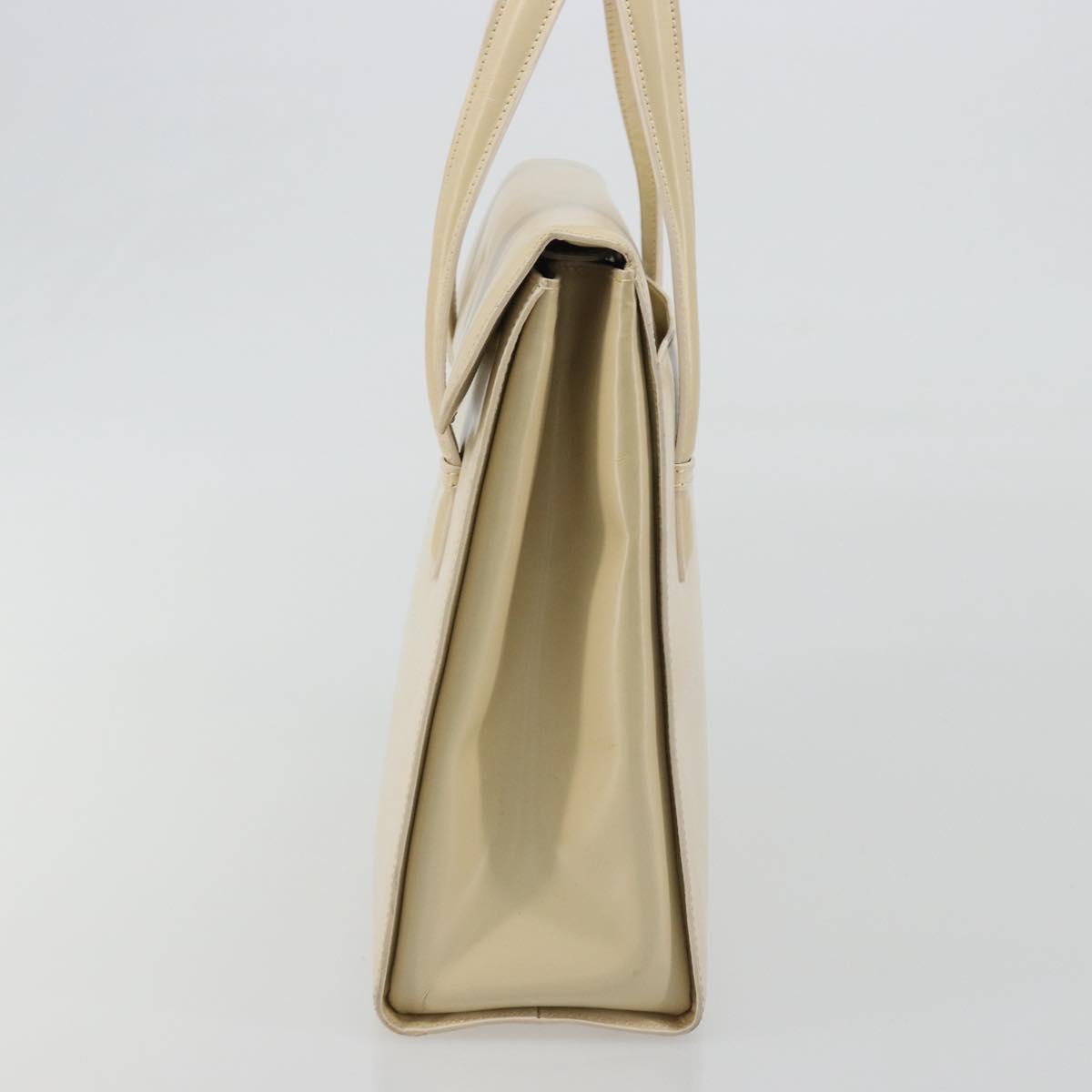 LOEWE Hand Bag Leather 2way Ivory Gold Auth 189745A