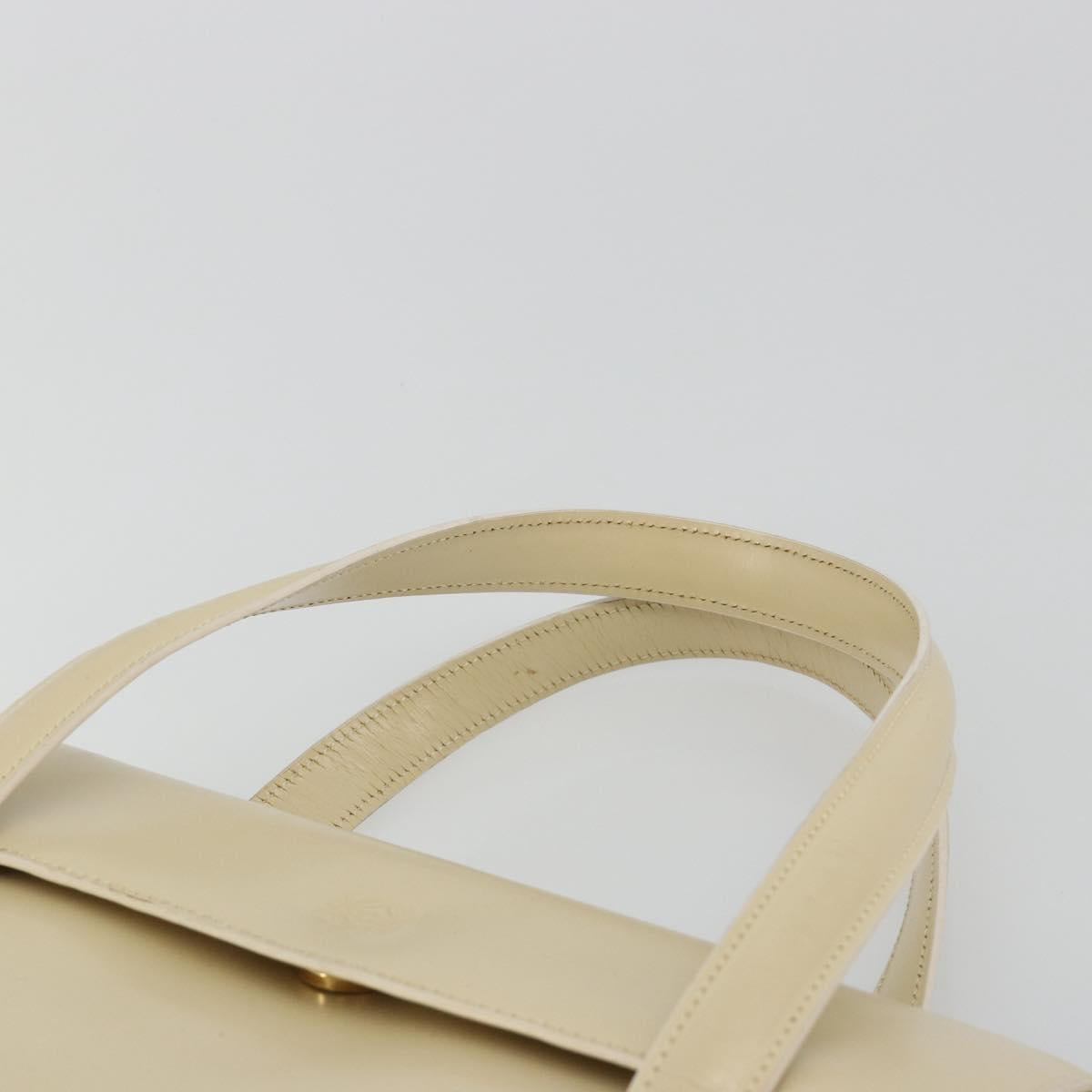 LOEWE Hand Bag Leather 2way Ivory Gold Auth 189745A