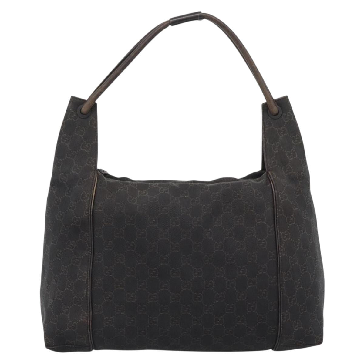 GUCCI GG Canvas Shoulder Bag Black 101292 Auth 189748A