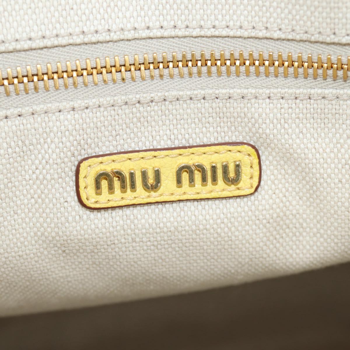 Miu Miu Tote Bag Leather 2way Yellow Gold Auth 189749M