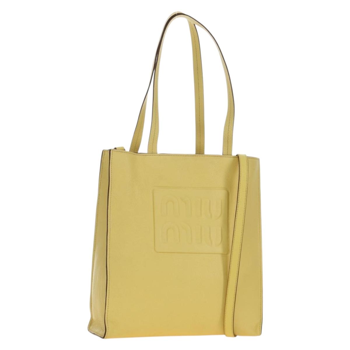 Miu Miu Tote Bag Leather 2way Yellow Gold Auth 189749M