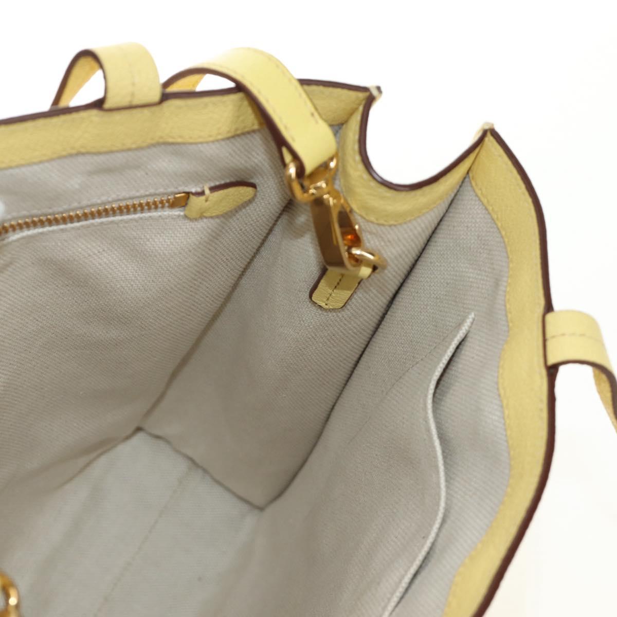 Miu Miu Tote Bag Leather 2way Yellow Gold Auth 189749M