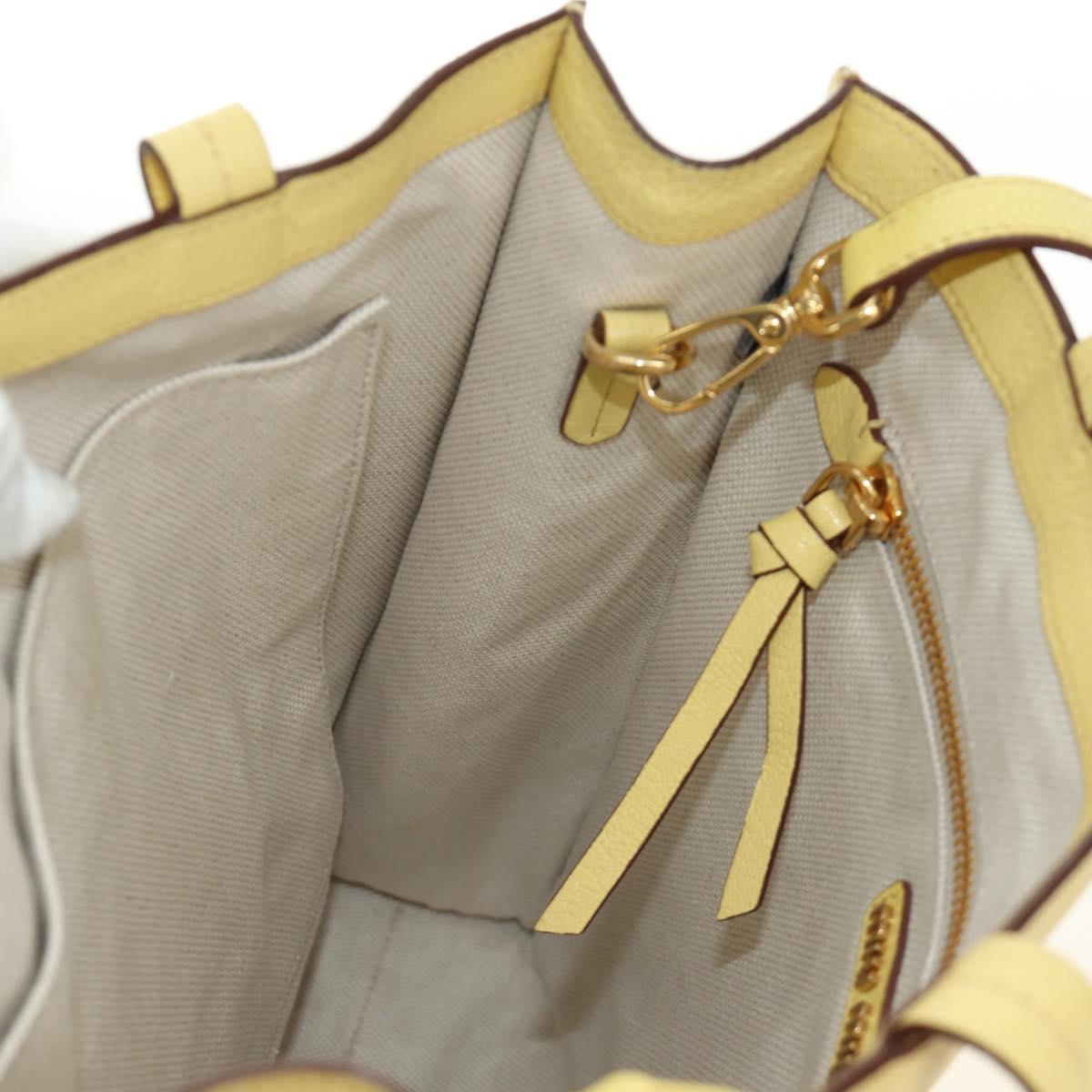 Miu Miu Tote Bag Leather 2way Yellow Gold Auth 189749M