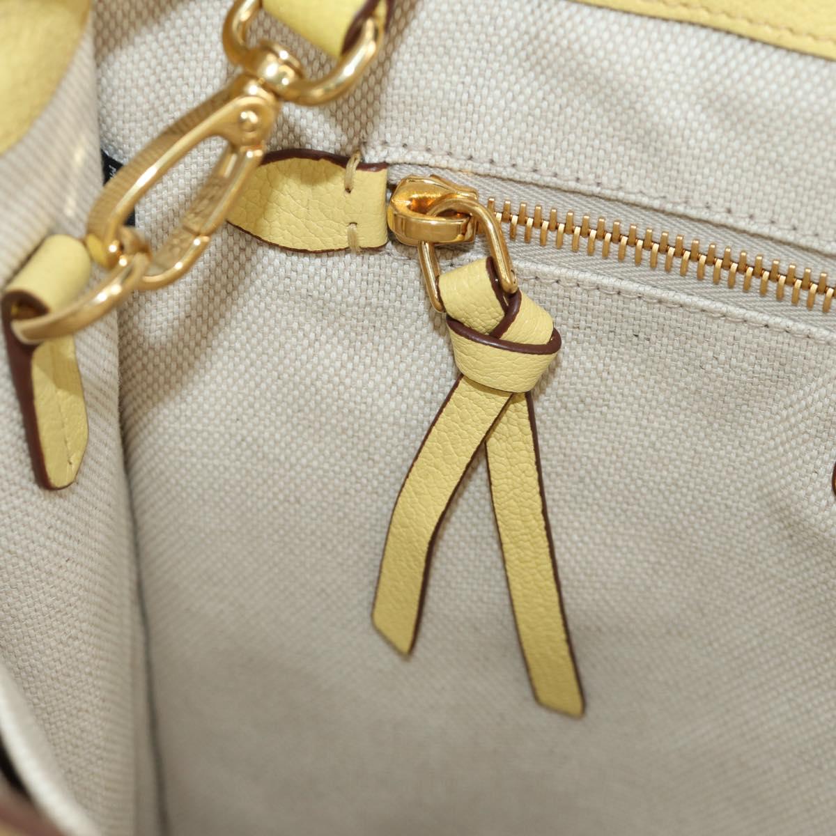 Miu Miu Tote Bag Leather 2way Yellow Gold Auth 189749M