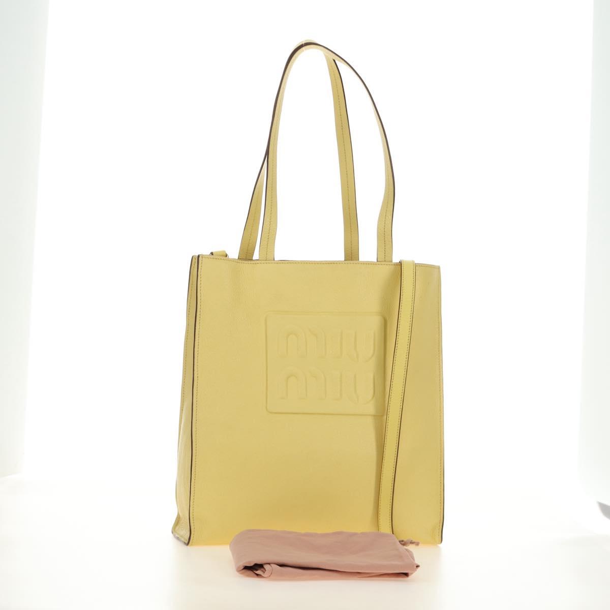 Miu Miu Tote Bag Leather 2way Yellow Gold Auth 189749M