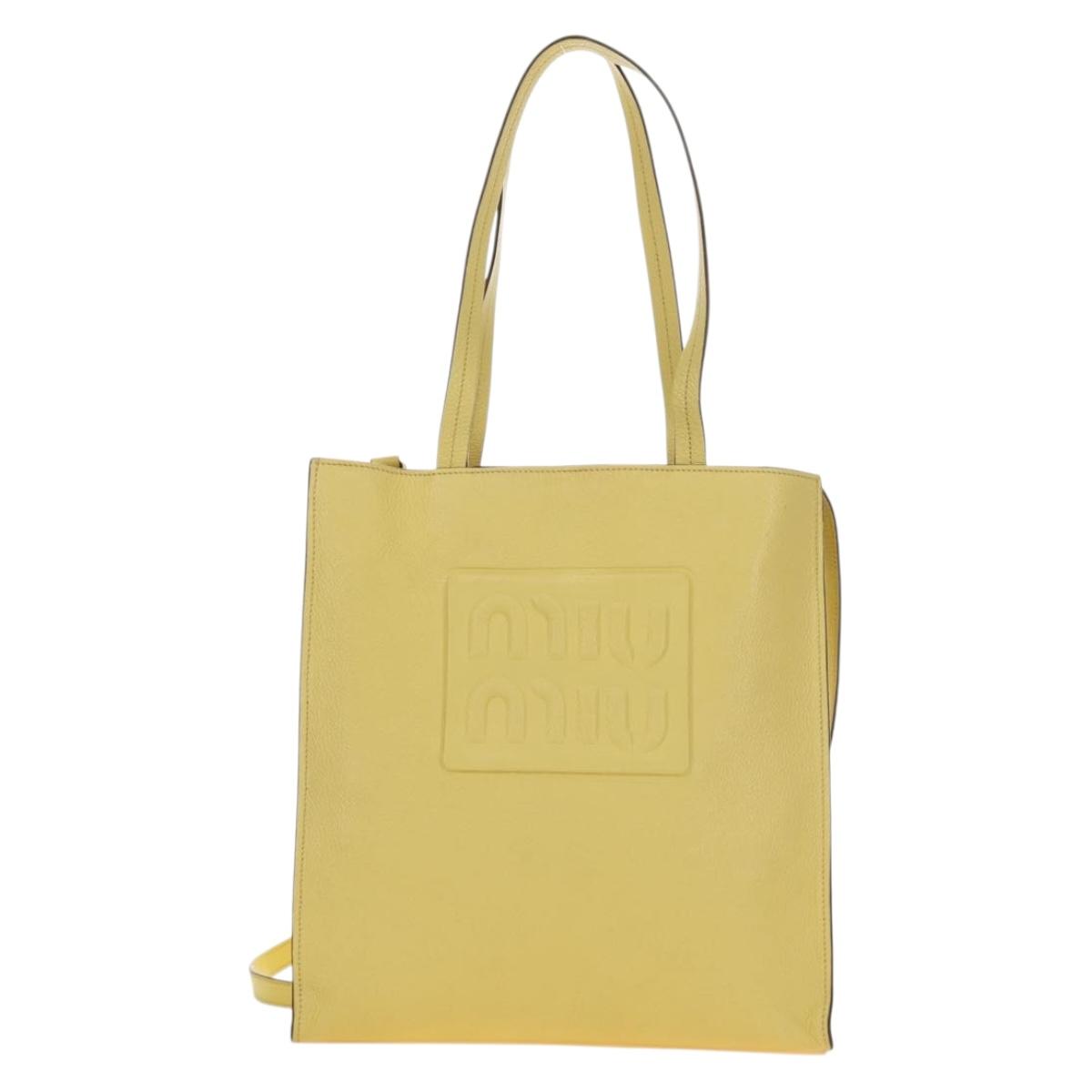 Miu Miu Tote Bag Leather 2way Yellow Gold Auth 189749M