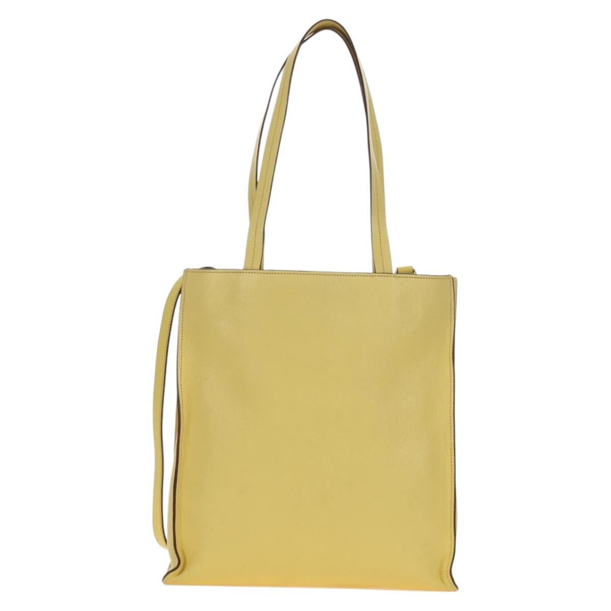 Miu Miu Tote Bag Leather 2way Yellow Gold Auth 189749M